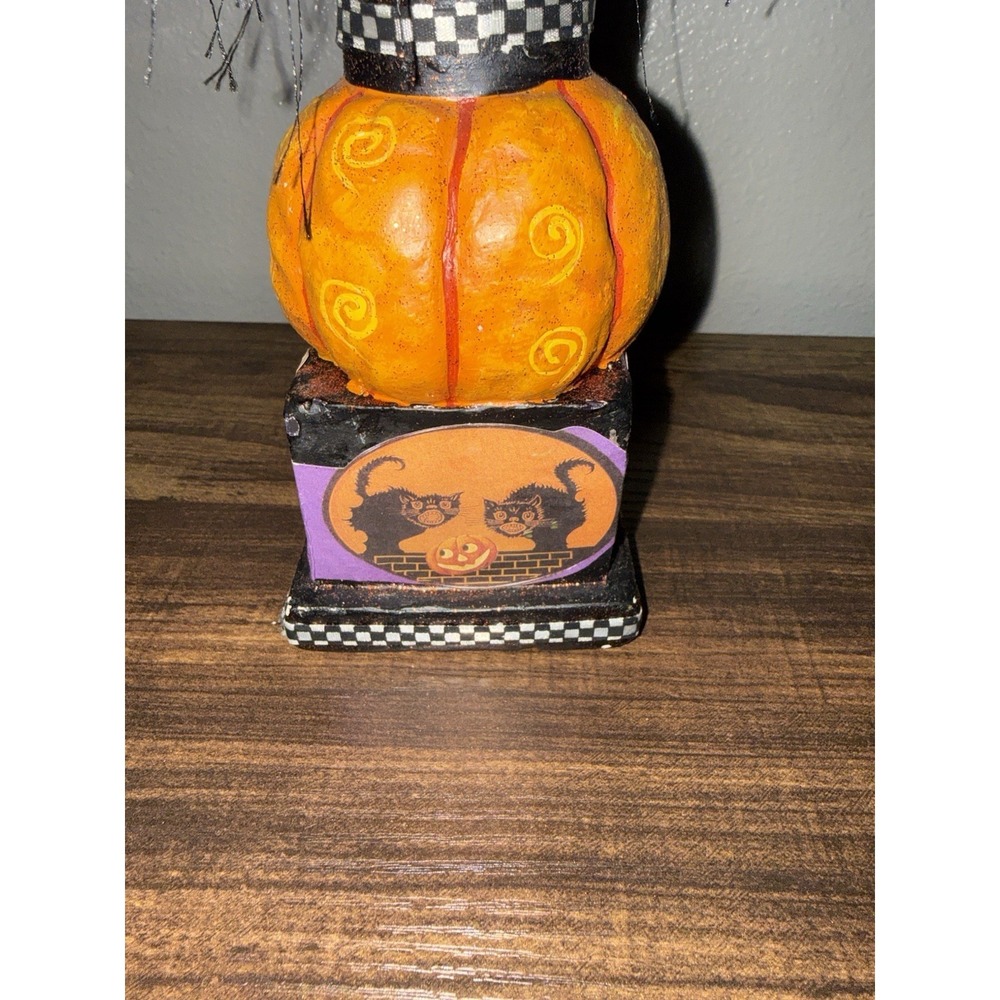 Vintage Retro Halloween Black Cat Paper Mache Figurine Seasonal Decoration - Picture 9 of 13